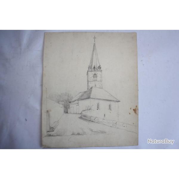 Dessin original Fran�ois DIDAY ou Alexandre CALAME �glise