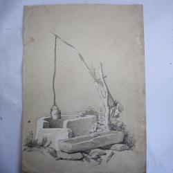 Dessin original François DIDAY ou Alexandre CALAME Puits