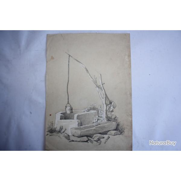 Dessin original Fran�ois DIDAY ou Alexandre CALAME Puits