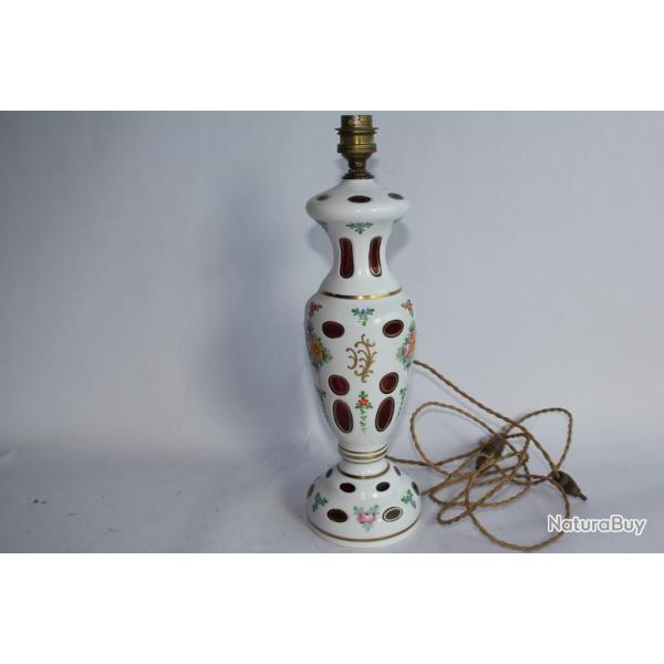 Pied de lampe overlay cristal de Boh�me et opaline Moser