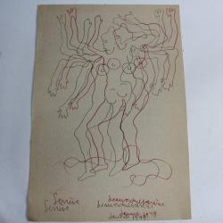 Jean Paul BARBIER-MUELLER Dessin original érotique 1949