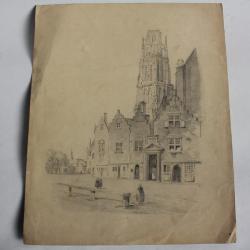 Dessin original Cathédrale Suisse XIXe siècle