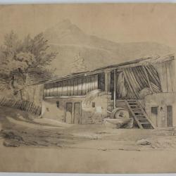 François DIDAY Dessin original Grange Suisse