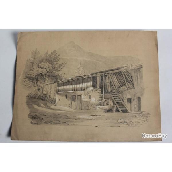 Fran�ois DIDAY Dessin original Grange Suisse