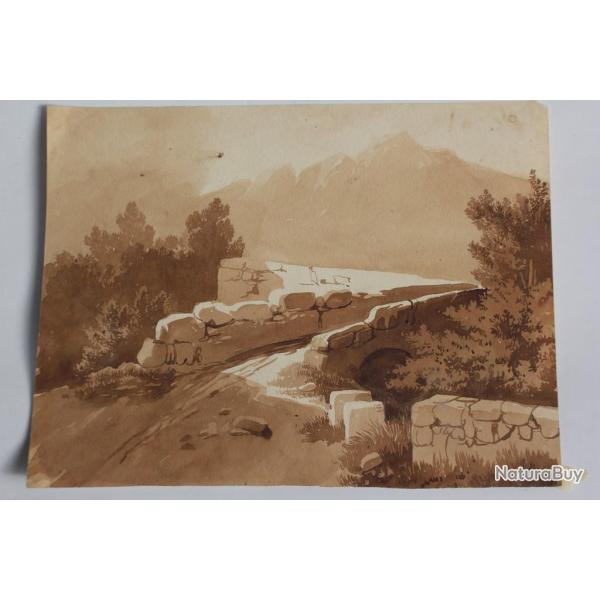 Fran�ois DIDAY Dessin original � l'encre s�pia Suisse