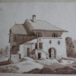 François DIDAY Dessin original à l'encre sépia Suisse