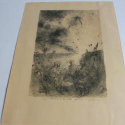 POULBOT Lithographie 57/400 Fais attention à tes cartes 1915