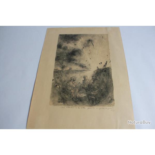 POULBOT Lithographie 57/400 Fais attention � tes cartes 1915