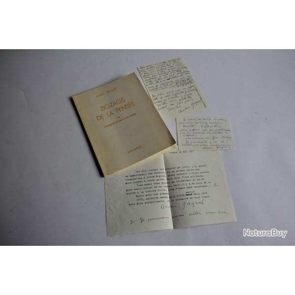 Livre et lettres signes Anas Jaquet Zigzags de la pense 1978