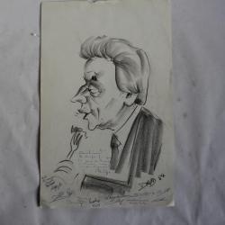 Dessin original sign&eacute; DAVID 1984 Caricature Monaco ?