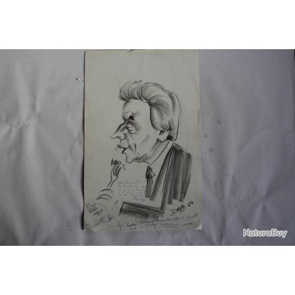 Dessin original sign� DAVID 1984 Caricature Monaco ?