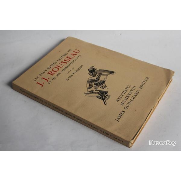 Livre Lettres J.J. ROUSSEAU et ses correspondants 1938