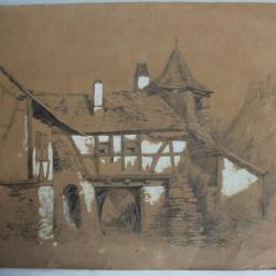 Dessin original au crayon XIXe siècle