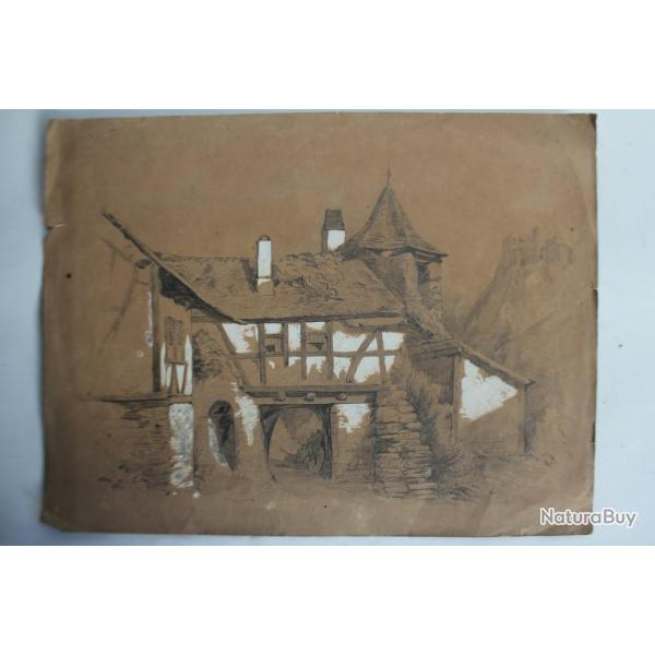 Dessin original au crayon XIXe si�cle