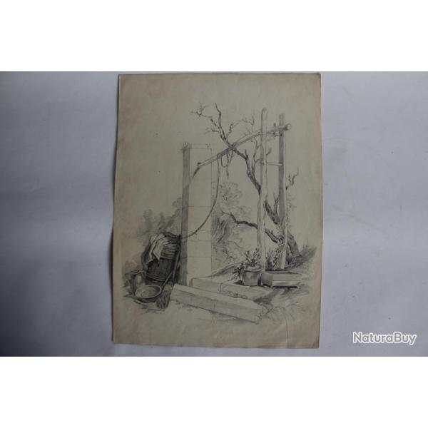 Dessin original au crayon XIXe si�cle