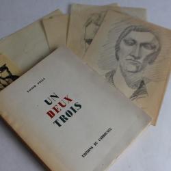 Xavier FIALA 4 Dessins originaux + Livre Un deux trois