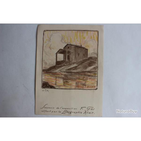 Franois GOS Lithographie originale souvenir exposition