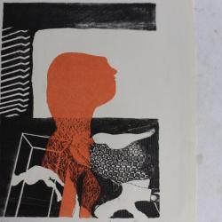 Lithographie originale Delapoterie Paul 1969 La vedette