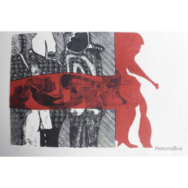 Lithographie originale Delapoterie Paul 1969 L'Homme en marche