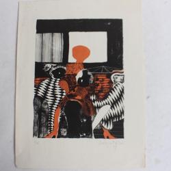 Lithographie originale Delapoterie Paul 1969 La vedette III