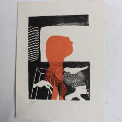 Lithographie originale Delapoterie Paul 1969 La vedette