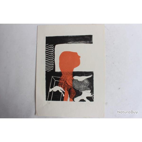 Lithographie originale Delapoterie Paul 1969 La vedette