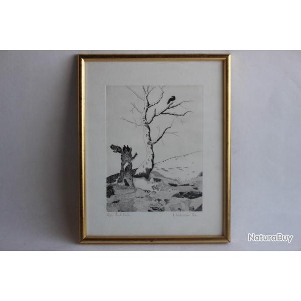 Lithographie originale A. Roberteau Solitude 1976