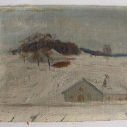 Tableau peinture R. GIGON Jura en Hiver 1882