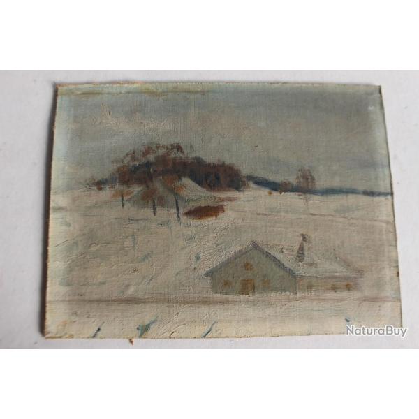 Tableau peinture R. GIGON Jura en Hiver 1882