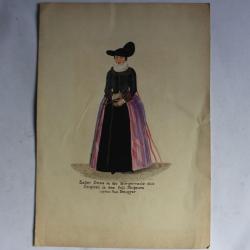 Aquarelle originale costume traditionnel dame Suisse