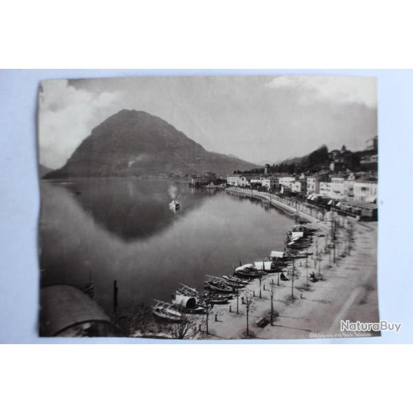 Photographie Lugano et le Monte Salvatore Suisse fin XIXe sicle