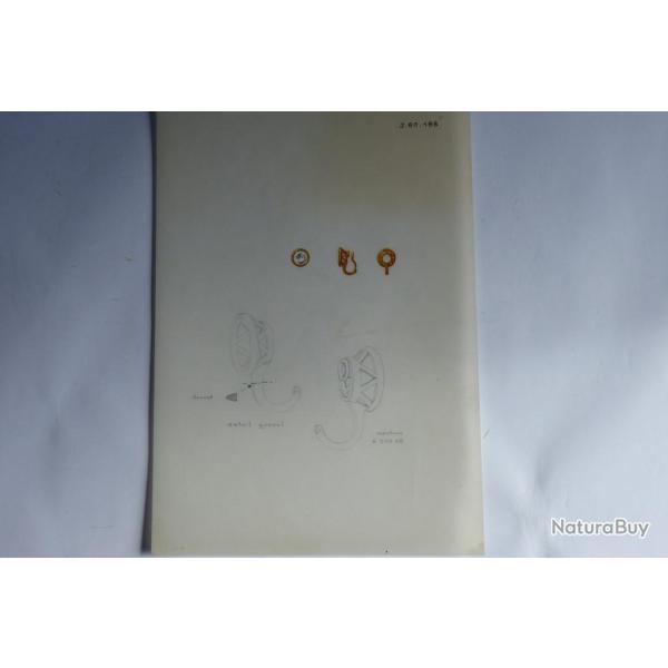 Ancien dessin original bijoux Boucle d'oreilles
