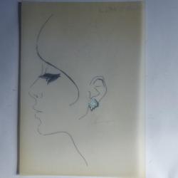 Ancien dessin original bijoux Boucle d'oreilles