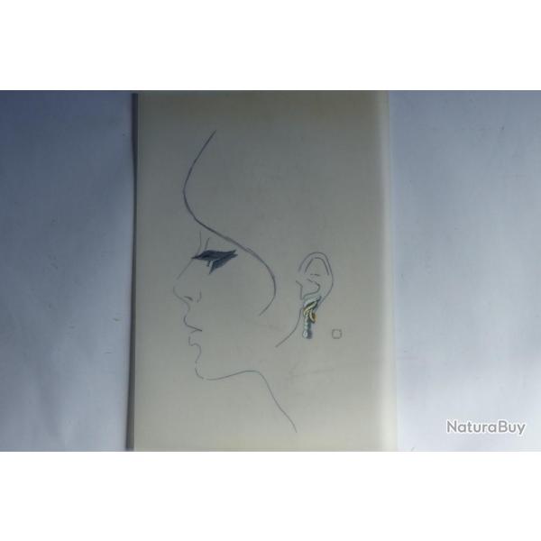 Ancien dessin original bijoux Boucle d'oreilles