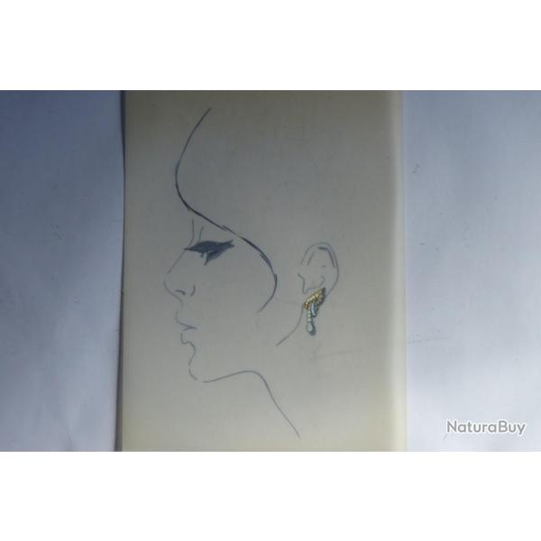 Ancien dessin original bijoux Boucle d'oreilles