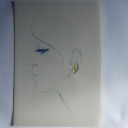 Ancien dessin original bijoux Boucle d'oreilles