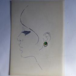 Ancien dessin original bijoux Boucle d'oreilles