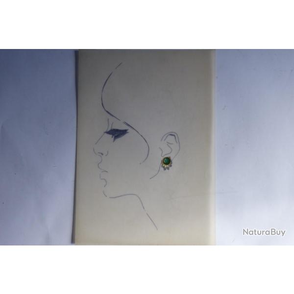 Ancien dessin original bijoux Boucle d'oreilles
