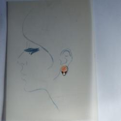 Ancien dessin original bijoux Boucle d'oreilles