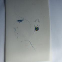 Ancien dessin original bijoux Boucle d'oreilles