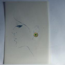 Ancien dessin original bijoux Boucle d'oreilles