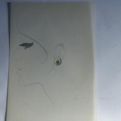 Ancien dessin original bijoux Boucle d'oreilles