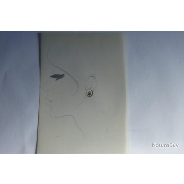 Ancien dessin original bijoux Boucle d'oreilles