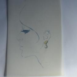 Ancien dessin original bijoux Boucle d'oreilles