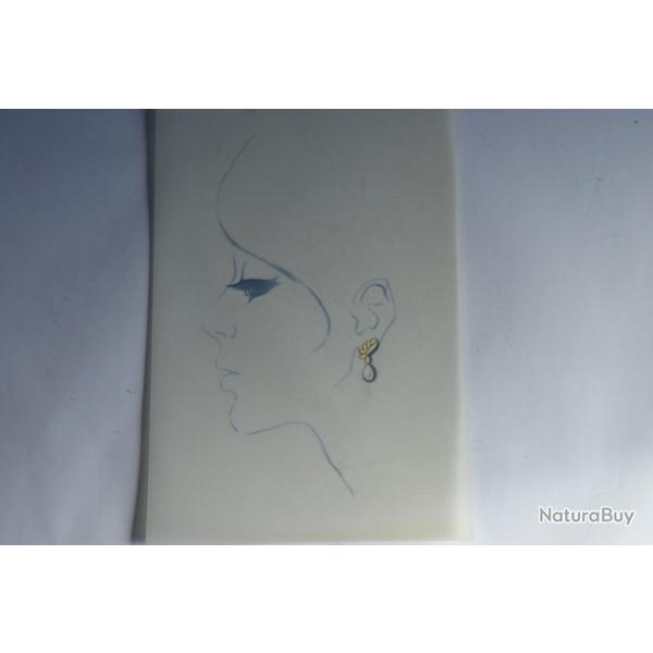 Ancien dessin original bijoux Boucle d'oreilles