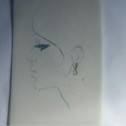 Ancien dessin original bijoux Boucle d'oreilles
