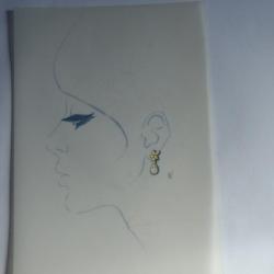 Ancien dessin original bijoux Boucle d'oreilles