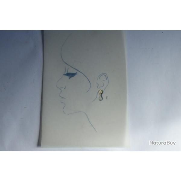 Ancien dessin original bijoux Boucle d'oreilles