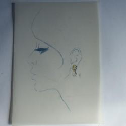 Ancien dessin original bijoux Boucle d'oreilles