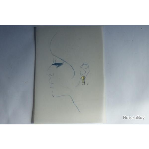 Ancien dessin original bijoux Boucle d'oreilles